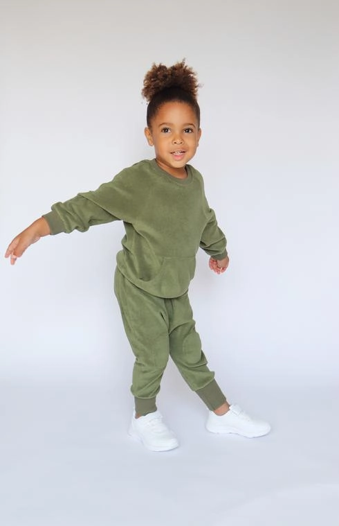 Khaki Towelling Cotton Tracksuit - Image 5