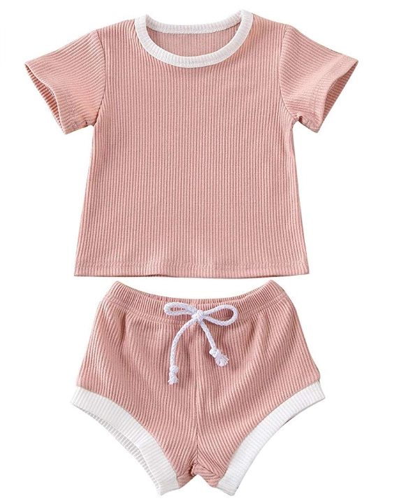 Pink Ribbed Summer Set