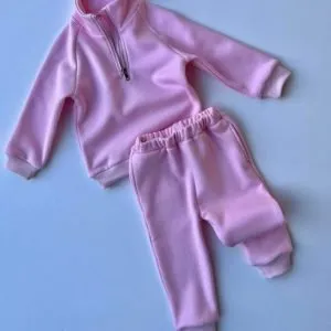 Peony Pink Fleeced Ribbed Tracksuit