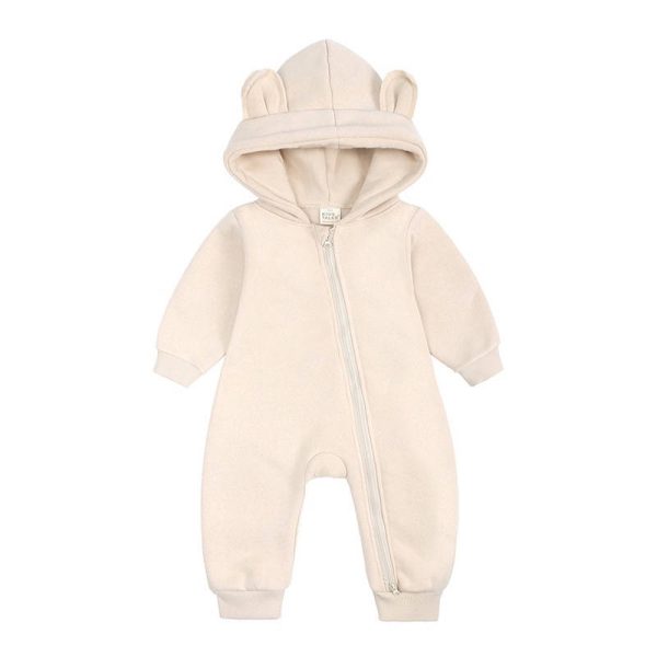 Cream Bear Hooded Fleeced Bodysuit - Image 3