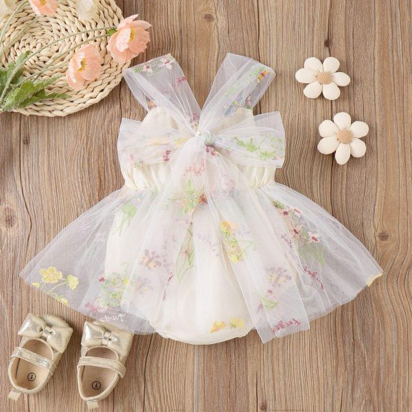 Ivory Embroidered Tulle Romper Dress - Image 3